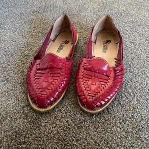 Red Leather, Mexican Made Slip ons